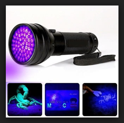 51 LED 395NM UV       Linterna UV de luz negra, 51 LED de 395 nM, linterna ultravioleta de luz negra para detección de orina de mascotas, manchas secas, chinches, escorpión